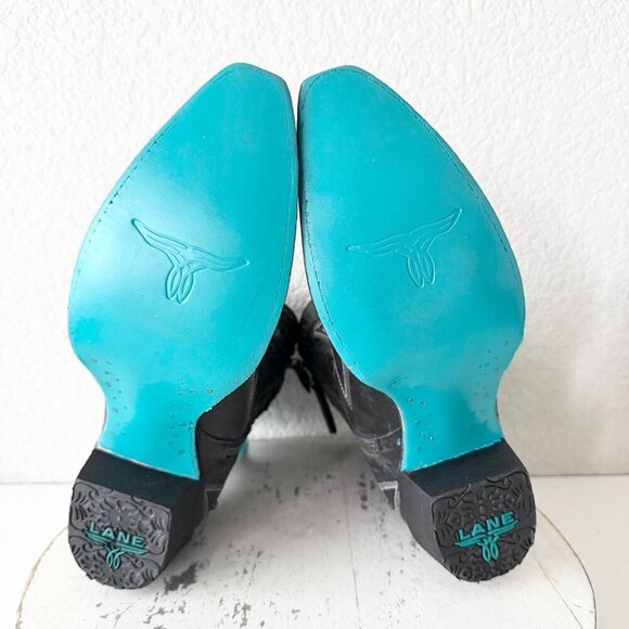 Lane COSSETTE Womens Black Cowboy Bootie 8 Western Cowgirl Short Ankle Boots - Picture 9 of 12